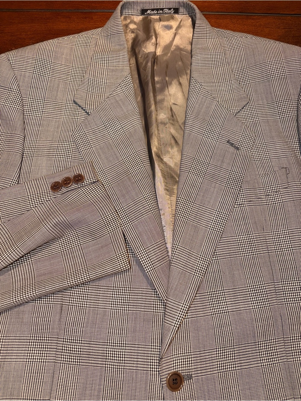 VTG Valentino Uomo Glen Plaid Light Gray Sport Coat Blazer Men’s 38R Virgin Wool